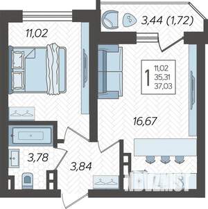 1-к квартира, вторичка, 37м2, 12/23 этаж