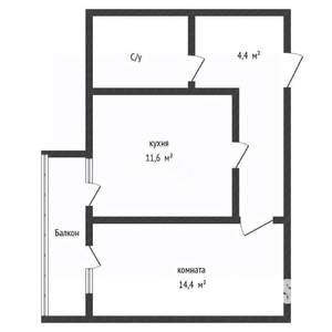 1-к квартира, вторичка, 40м2, 2/24 этаж