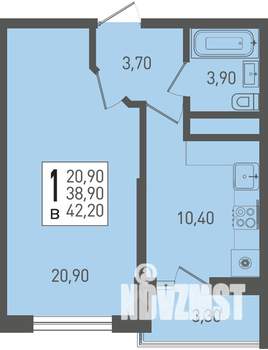 1-к квартира, вторичка, 42м2, 20/22 этаж