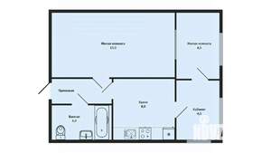 2-к квартира, вторичка, 47м2, 1/9 этаж