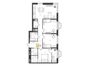 3-к квартира, строящийся дом, 77м2, 3/9 этаж