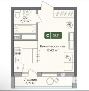 Студия квартира, вторичка, 21м2, 6/10 этаж