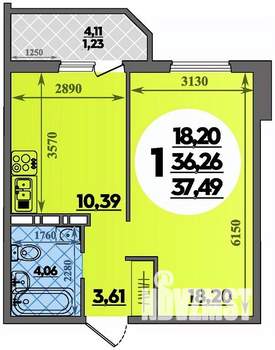 1-к квартира, строящийся дом, 37м2, 5/16 этаж