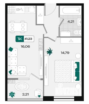 1-к квартира, вторичка, 41м2, 4/18 этаж