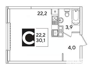 Студия квартира, вторичка, 30м2, 3/16 этаж