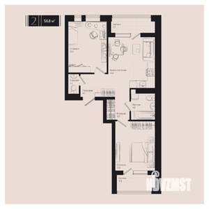 2-к квартира, вторичка, 59м2, 3/18 этаж
