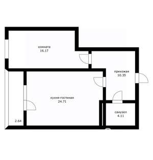1-к квартира, вторичка, 58м2, 9/16 этаж