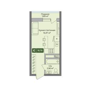 Студия квартира, вторичка, 19м2, 4/10 этаж