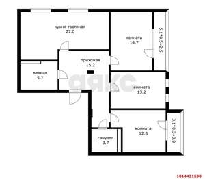 3-к квартира, вторичка, 102м2, 5/7 этаж
