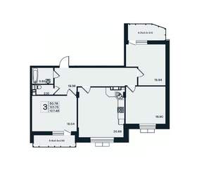 3-к квартира, вторичка, 107м2, 3/12 этаж