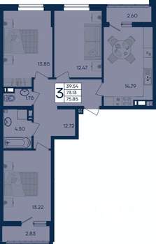 3-к квартира, вторичка, 76м2, 5/18 этаж