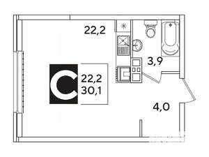 Студия квартира, вторичка, 30м2, 2/16 этаж