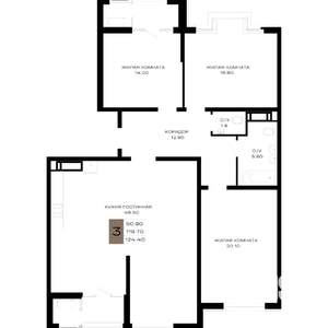 3-к квартира, вторичка, 123м2, 5/23 этаж