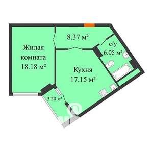 1-к квартира, вторичка, 50м2, 12/16 этаж