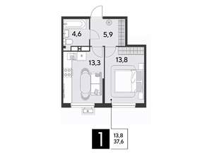 1-к квартира, вторичка, 38м2, 18/18 этаж