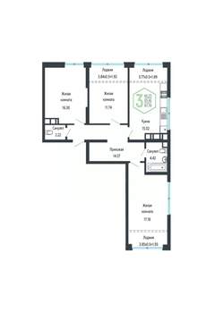 3-к квартира, вторичка, 88м2, 18/24 этаж