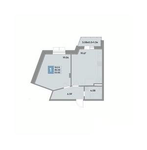 1-к квартира, вторичка, 50м2, 4/10 этаж