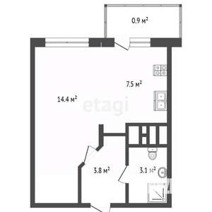 1-к квартира, вторичка, 30м2, 2/16 этаж