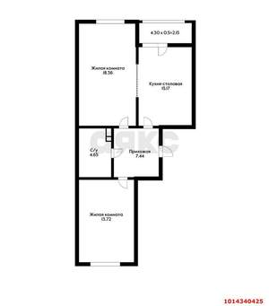 2-к квартира, вторичка, 68м2, 13/19 этаж