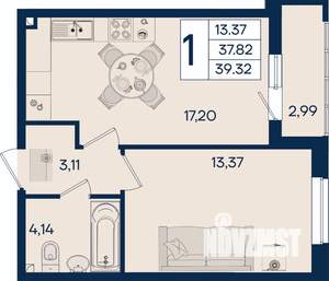 1-к квартира, вторичка, 39м2, 2/18 этаж
