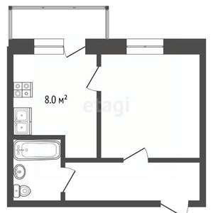 1-к квартира, вторичка, 29м2, 1/5 этаж