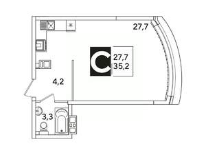 Студия квартира, вторичка, 35м2, 5/16 этаж