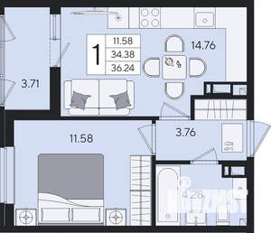 1-к квартира, вторичка, 36м2, 4/8 этаж