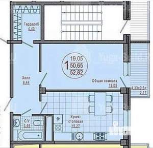 1-к квартира, вторичка, 50м2, 15/15 этаж