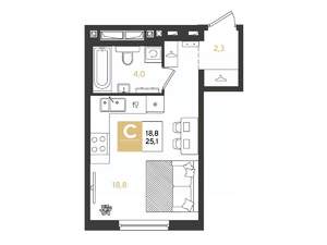 Студия квартира, строящийся дом, 25м2, 11/18 этаж