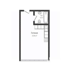 Студия квартира, вторичка, 27м2, 15/16 этаж