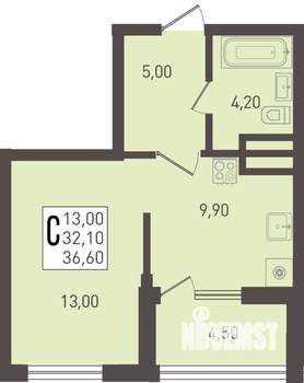 Студия квартира, строящийся дом, 37м2, 4/8 этаж