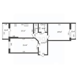 3-к квартира, вторичка, 77м2, 4/20 этаж