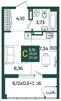 Студия квартира, вторичка, 27м2, 11/18 этаж