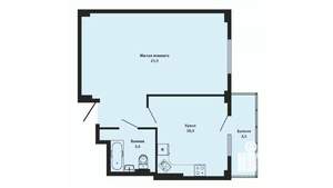 1-к квартира, вторичка, 41м2, 3/3 этаж