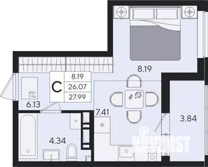 Студия квартира, вторичка, 28м2, 3/8 этаж