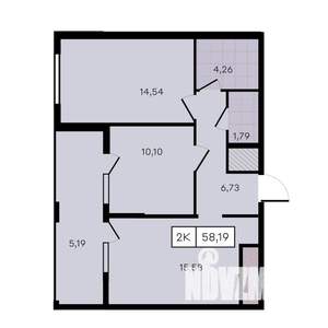 2-к квартира, вторичка, 58м2, 3/8 этаж