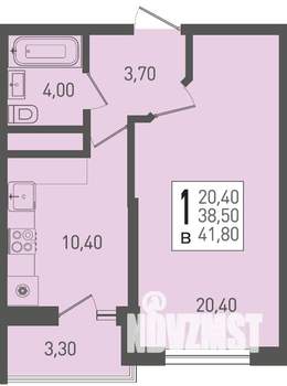 1-к квартира, строящийся дом, 42м2, 6/22 этаж