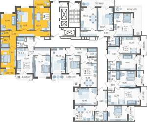 3-к квартира, строящийся дом, 78м2, 23/23 этаж