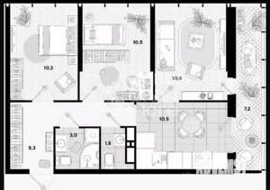 3-к квартира, вторичка, 64м2, 23/24 этаж