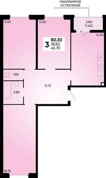 3-к квартира, вторичка, 80м2, 2/18 этаж