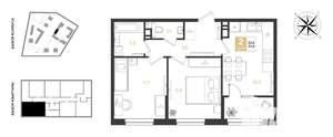 2-к квартира, вторичка, 54м2, 3/9 этаж