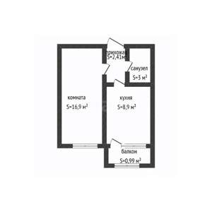 1-к квартира, вторичка, 32м2, 9/10 этаж