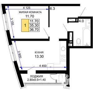 1-к квартира, вторичка, 37м2, 18/18 этаж