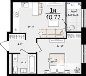 1-к квартира, вторичка, 41м2, 13/13 этаж