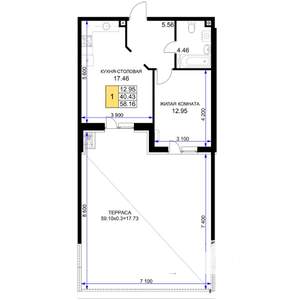 1-к квартира, вторичка, 58м2, 3/18 этаж