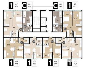 1-к квартира, вторичка, 34м2, 14/16 этаж