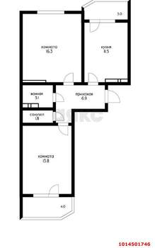 2-к квартира, вторичка, 58м2, 16/24 этаж