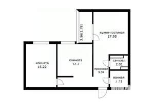 2-к квартира, вторичка, 62м2, 3/19 этаж
