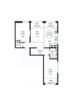 3-к квартира, вторичка, 88м2, 20/24 этаж