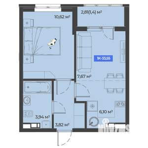 1-к квартира, вторичка, 34м2, 4/5 этаж